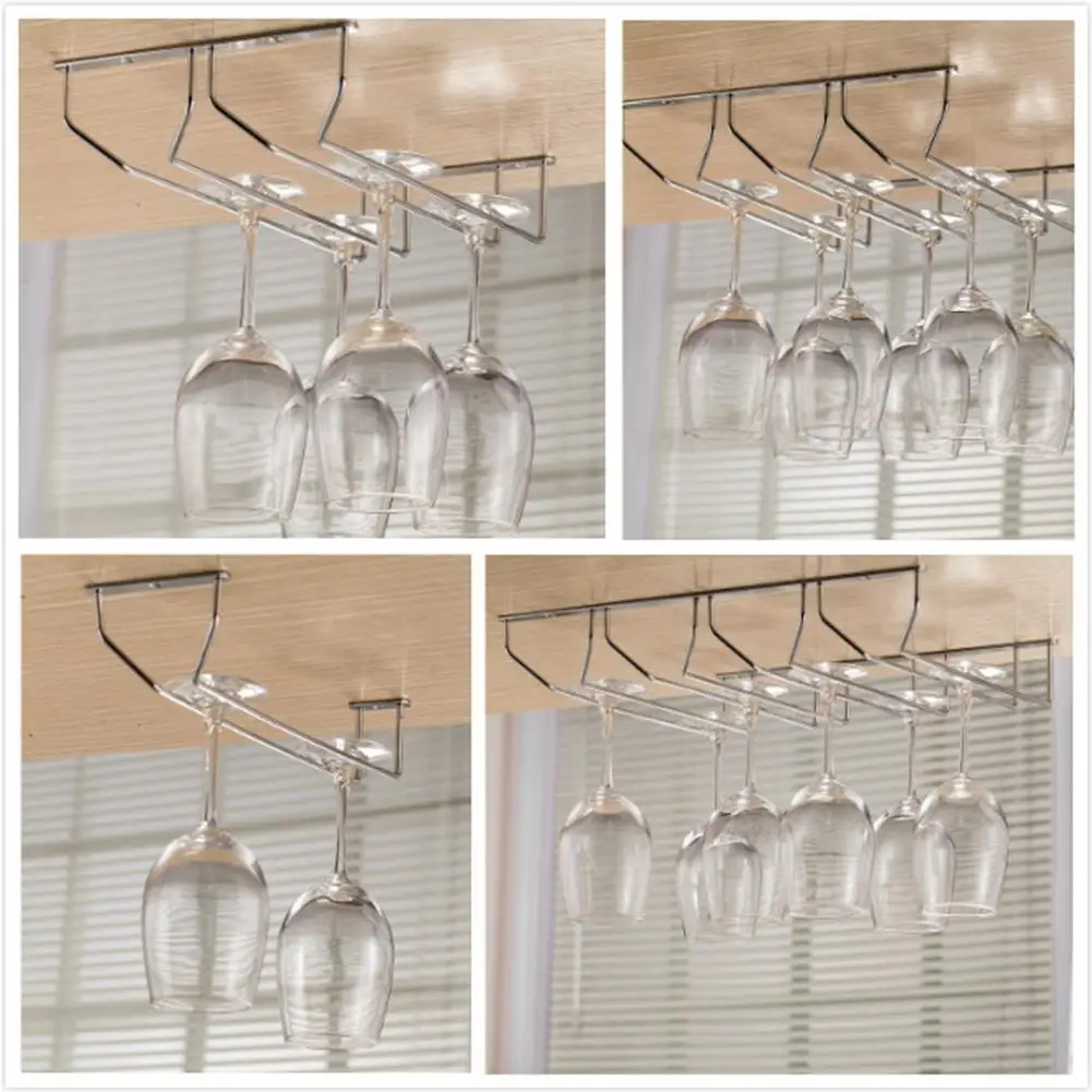 Iron Wine Rack Glass Holder Hanging Bar Hanger Shelf Stainless Steel Wine Glass Rack Stand Hanging Wine Glass Rack Holder Shelf