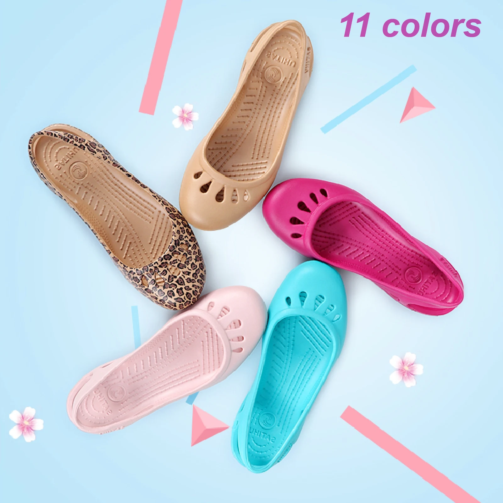 

Certified Satihu Summer New Lightweight Anti Slip Hole Shoes Clog For Women's Flat Bottom Sandals Nurse Outdoor Beach Jelly