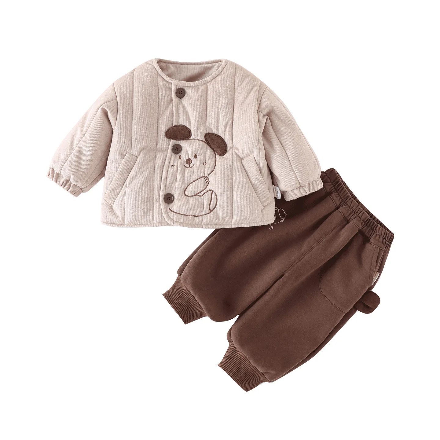 

2025 New Autumn/Winter Thicker Warm Fleece Lined Winter Outfit Cute and Adorable 1-3 Years Old Puppy Boy Baby Boy Outdoor Wear