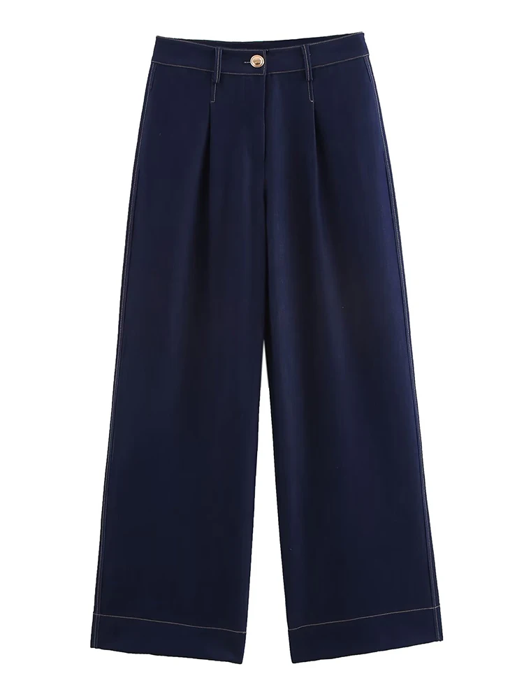 

2025 Spring Women's Clothing New Fashionable and Versatile High-waist Loose Slimming Casual Wide-leg Trousers