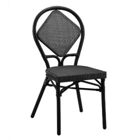 *French Style PE Rattan All Weather Stackable Metal Frame Outdoor Dining Chair