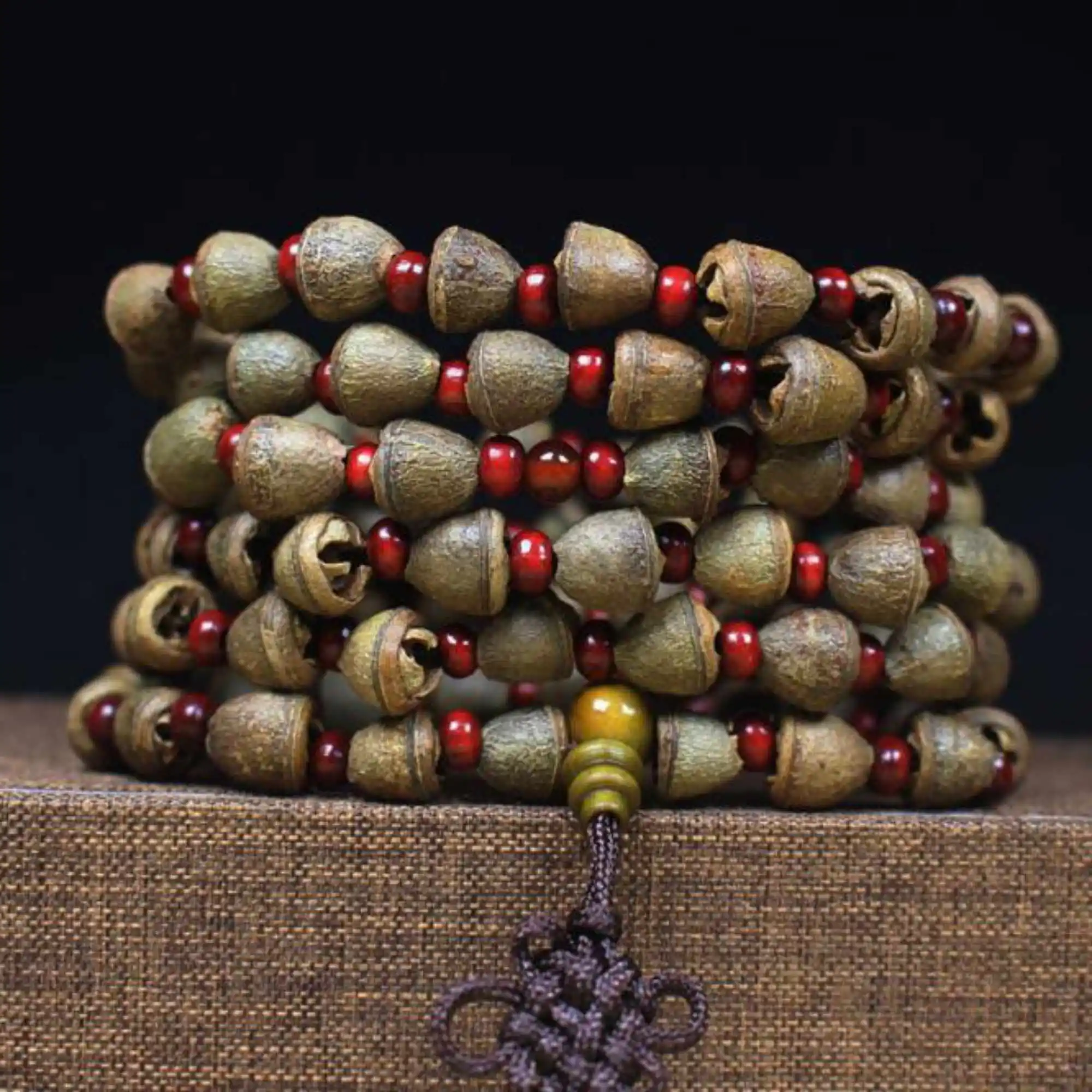 108 green Little golden bell bodisu Buddha beads bracelet Chain Gift Chakra Taseel Natural stone Calming Prayer Restore Mala