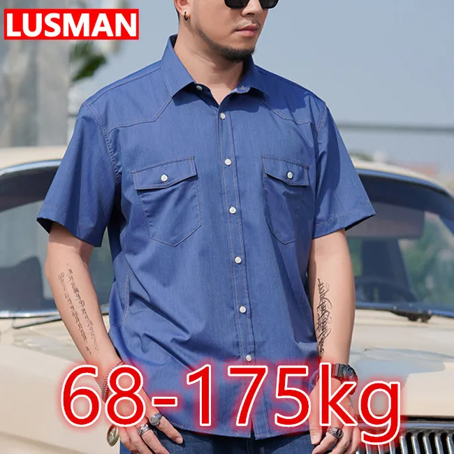 

68-175KG Fashion Oversized Short Sleeve Shirts for Men 9XL Plus Size Casual Loose Shirt Big Size Ssummer Men's Tops