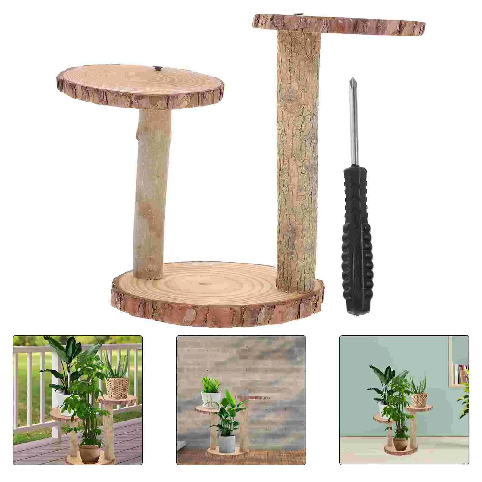 Display Stand Solid Wood Flower Houseplant Pot Plants Flowerpot Displaying Shelf