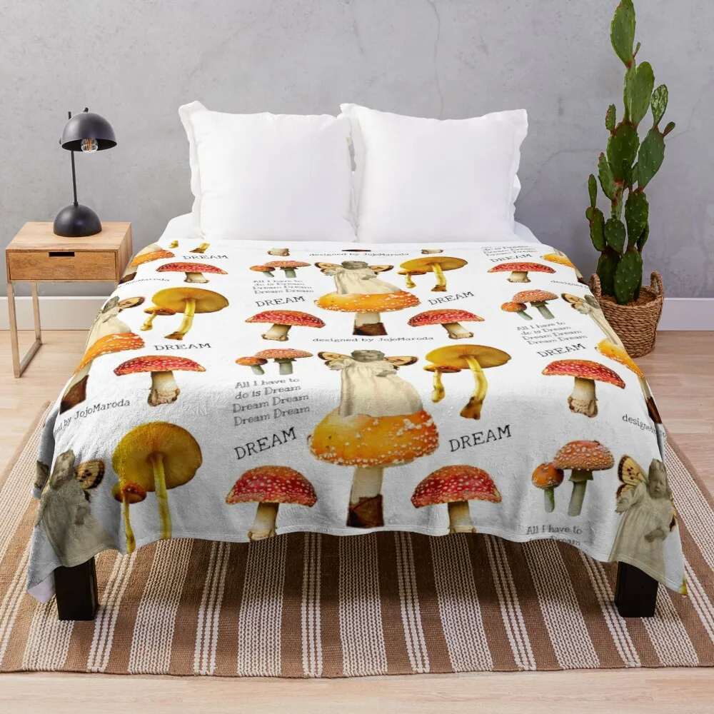 

Jojomaroda Design Vintage Orange Butterfly Wings Mushroom Baby Throw Blanket Retros Flannel wednesday Luxury Blankets