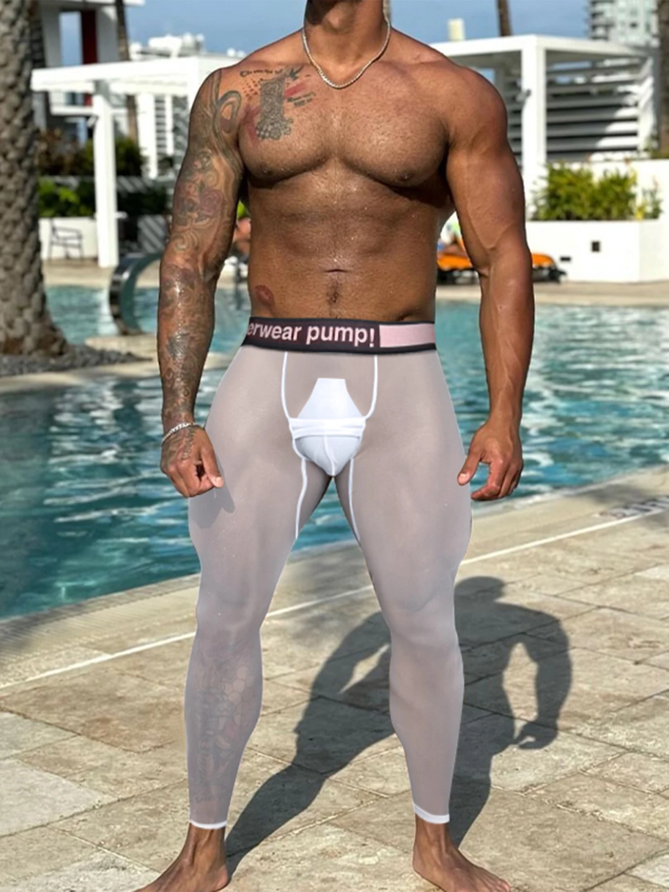 3Pcs Mixed Colors Men's Transparent Leggings Ultra-thin Nine-point Trousers Breathable Sport Fitness High Stretch Men Underpants