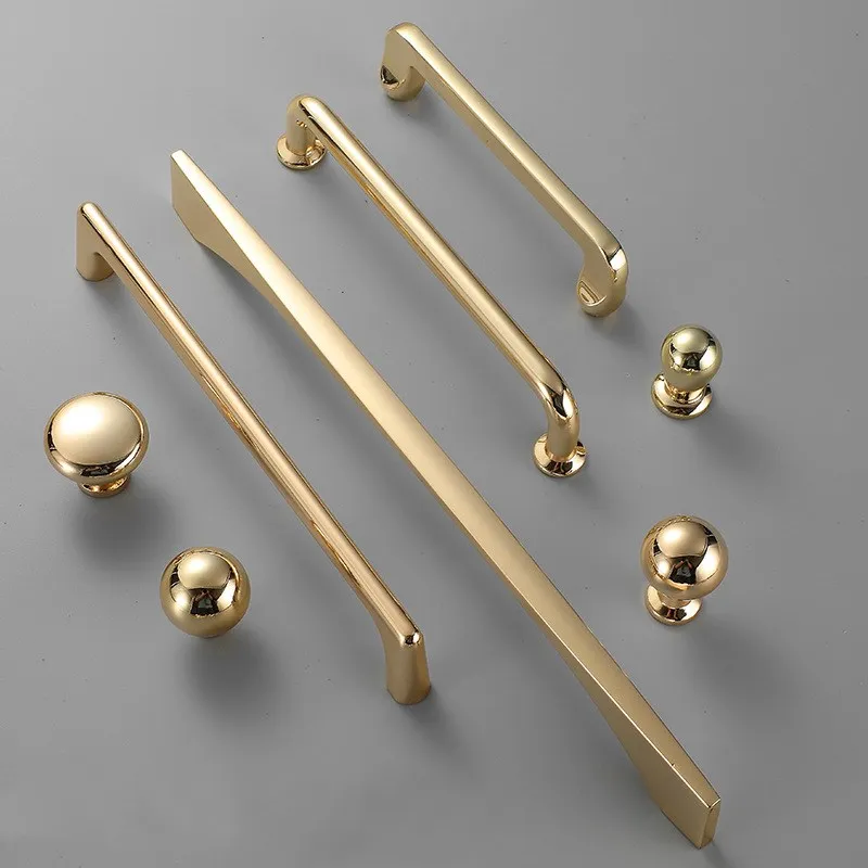 KK&FING Zinc Alloy Bright Gold Kitchen Cabinet   Door Handle Modern Cabinet Knobs Furniture Drawer Pulls Handles Home Hardware