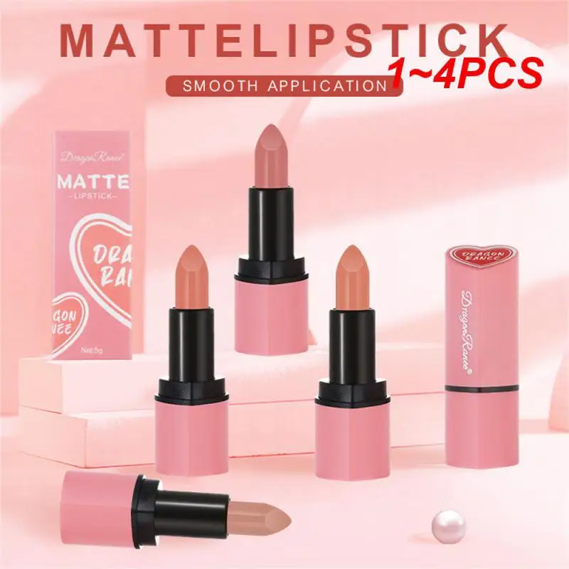 1~4PCS Velvet Matte Lipstick Lasting Cute Lipstick Lip Makeup Red Lip Tint Waterproof Multicolor Non-stick Cup Cosmetics