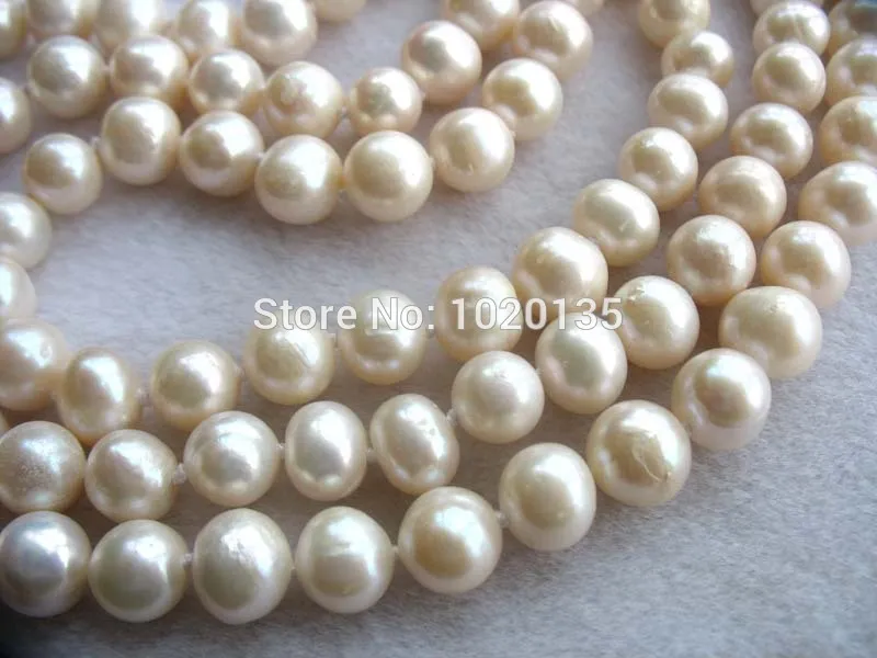 fine 3rows  freshwater pearl  near round 8-9mm necklace 25-27inch and dragon clasp