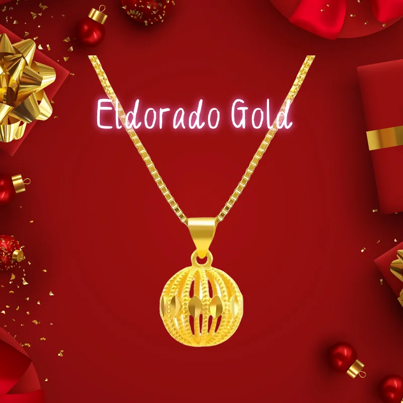 

9999 real gold 24K yellow gold Women's Hollow Ball Necklace Valentine's Day giftValentine's Day gifts for couples