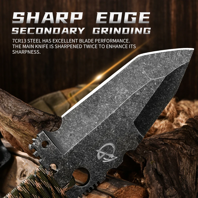 Outdoor multi-functional sharp knives camping mountaineering defense tactical equipment high hardness straight knife