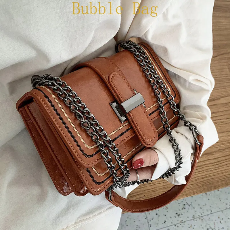 

Vintage PU Leather Crossbody Bags for Women 2023 New Fashion Ladies Cluthes Messenger Shoulder Bag Luxury Design Female Purses