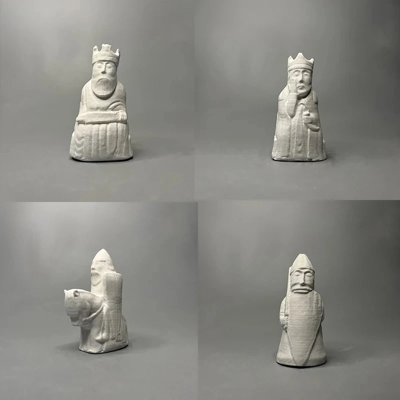 6pcs Plaster Chess Artistic Desk Statue Lewis Chess Replica Plaster Artwork Figures Sculpture  Aesthetic Decor Room Ornament