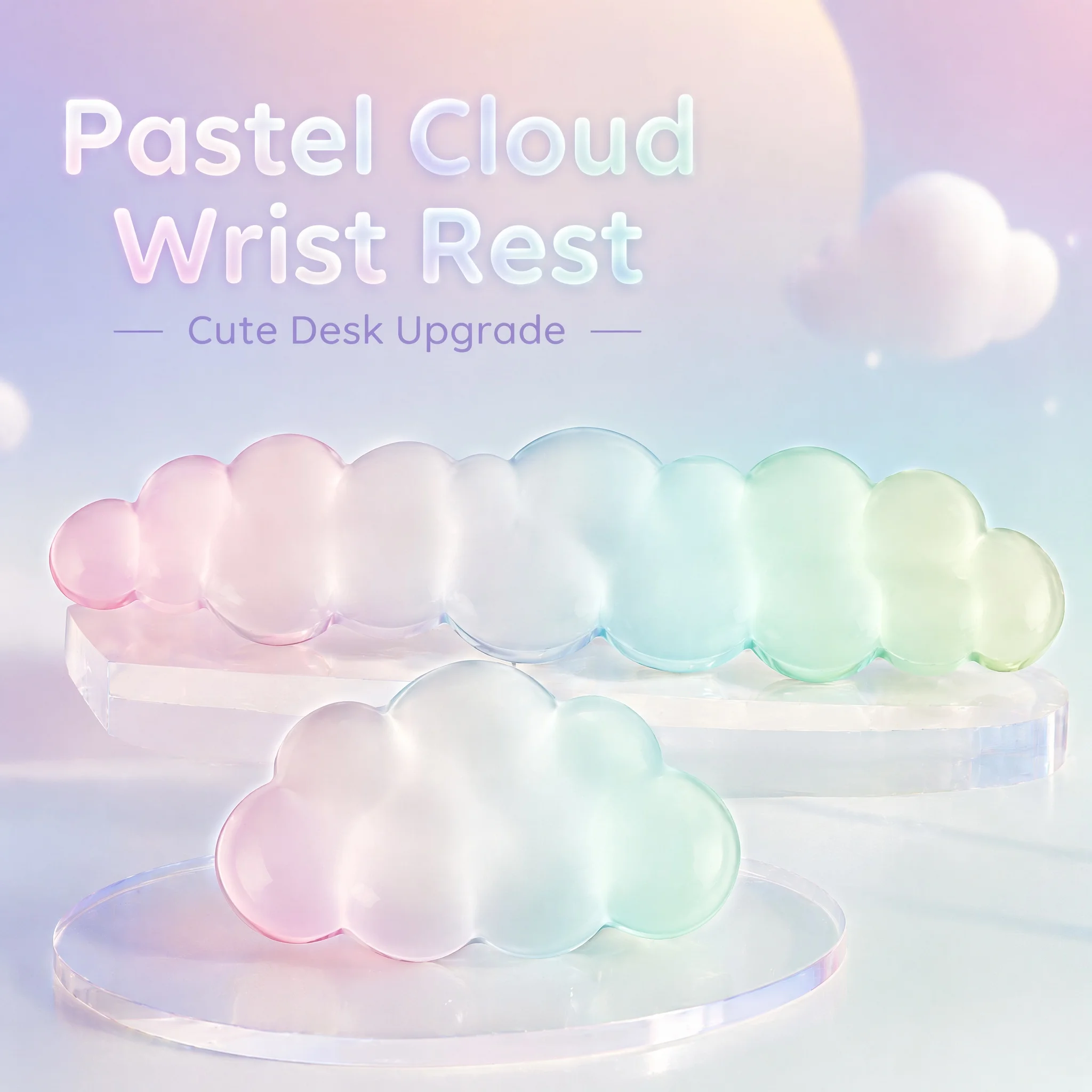 Repose-poignets ergonomique en silicone TPU en forme de nuage mignon pour clavier et souris, soulagement de la pression, confort pour le bureau, le jeu, l'ordinateur portable, le bureau, cadeau