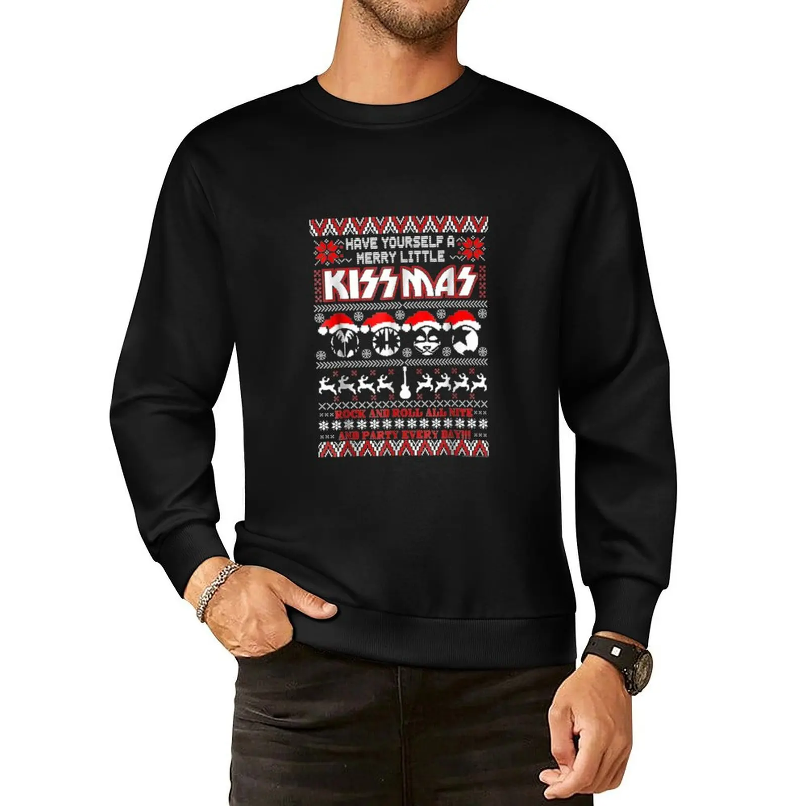 KISS - Merry Little KISSmas Pullover Hoodie mens clothes streetwear men tracksuits blouse oversize sweatshirt