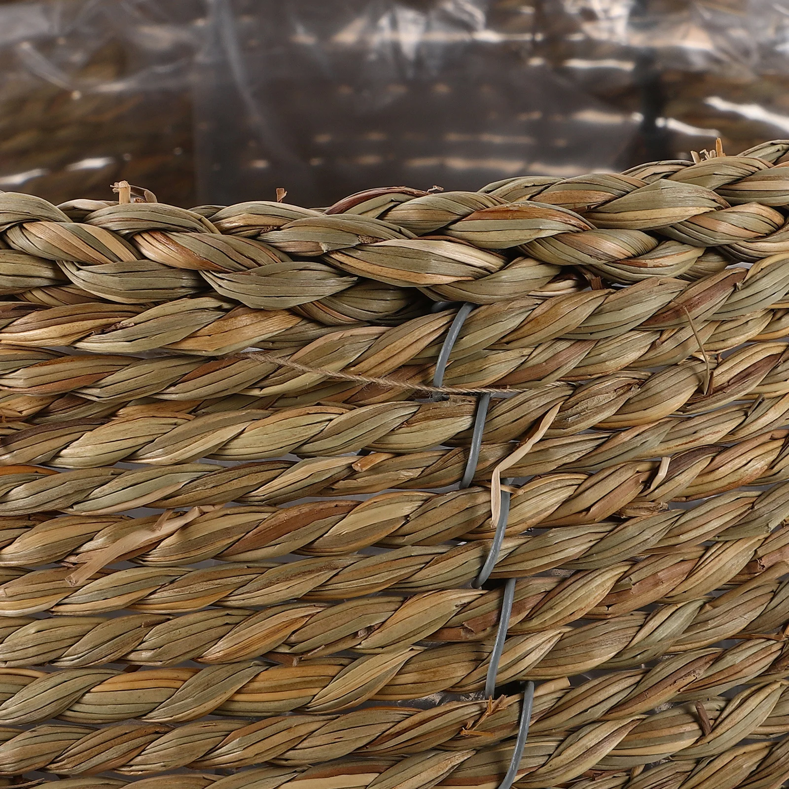 المنسوجة يدويا الروطان اناء للزهور الزخرفية المنسوجة سلة النبات للمنزل حديقة في الشرفة تخزين القش زارع تنفس الرطوبة