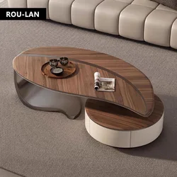 Creative Leaf-Shaped Coffee Table Luxury Coffee Table High-End Living Room Villa Coffee Table Tv Cabinet Combination