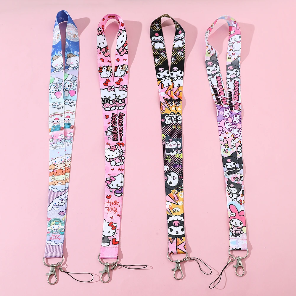 Sanrio Key Badge Lanyard Kawaii Cinnamoroll Melody ID Credit Card Pass Neck Strap Hang Rope Safety Connect PieceKey Accessories