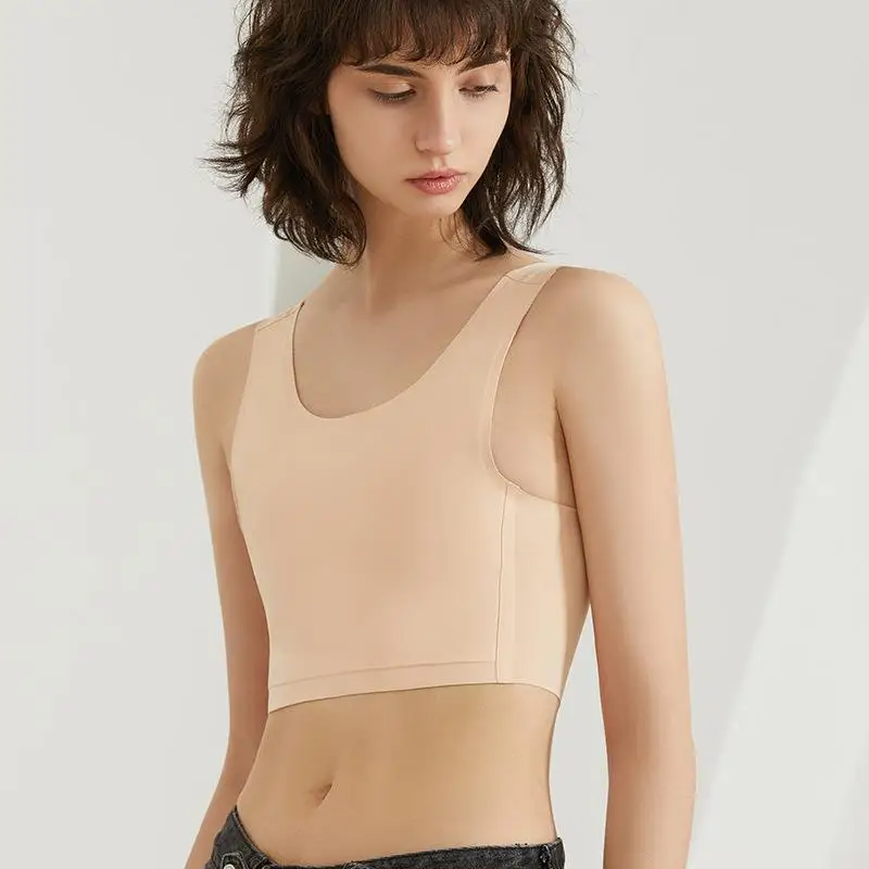 

Wireless Sports Bra Women's Small Chest Illusion Latex Underwear Cosplay Vest Ultra Thin Summer Home Clothes Polyester
