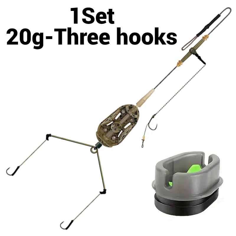 3 أدوات شعر سمك الشبوط مربوطة مسبقًا مع ليدكور | طريقة التغذية جاهزة | طعم مموه، ألوان مختلطة | صيد الأسماك في المياه العذبة القوي #1