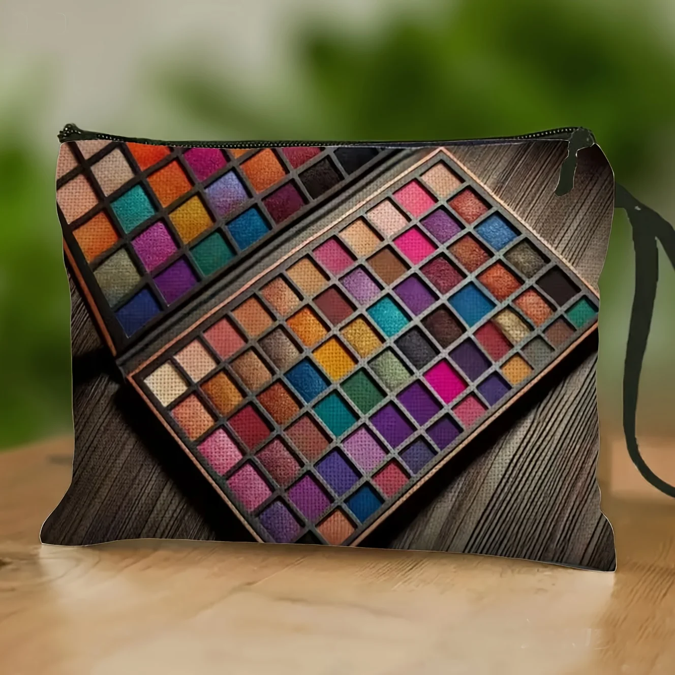 

Eyeshadow Palette Makeup Bag with Textured Travel Portable Zipper Toiletry Pouch for Women Summer Travel Gifts