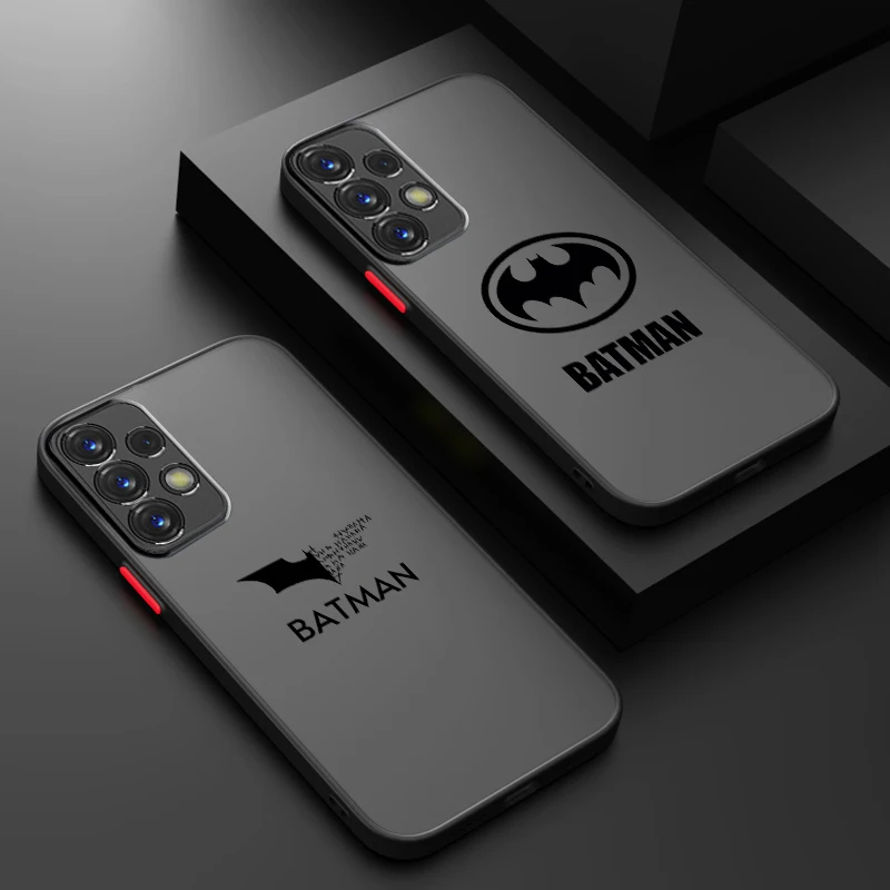 Logo Art B-Batmans S-Supermans Frosted Translucent For Samsung Note 20 A35 A03 A54 A35 A22 A34 A14 A24 A04 A55 5G Soft