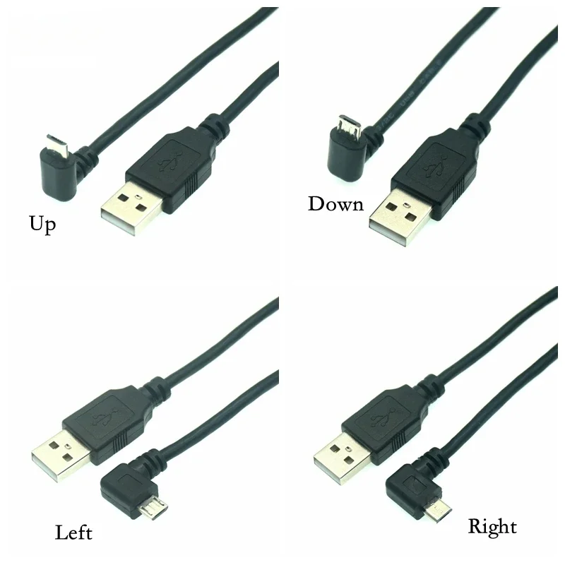 Up Down Left Right Angled 90 Degree USB Micro USB Male To USB Male Data Charge Connector Short Cable 25cm 50cm for Tablet 150cm