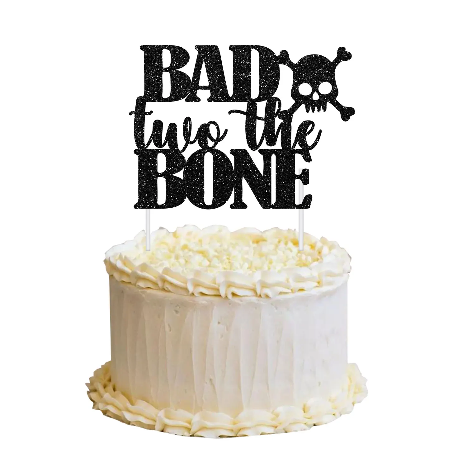 

Bad 2 The Bone 2nd Birthday Cake Topper, Party Decor, Skull, Rock N Roll, Music Theme, 90s Party Supplies