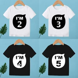 2025 Children Happy Birthday I'M 1 2 3 4 5 6 7 8 9 Years Number Print Funny T-shirts Boys & Girls Baby Tops Kids Summer T shirt