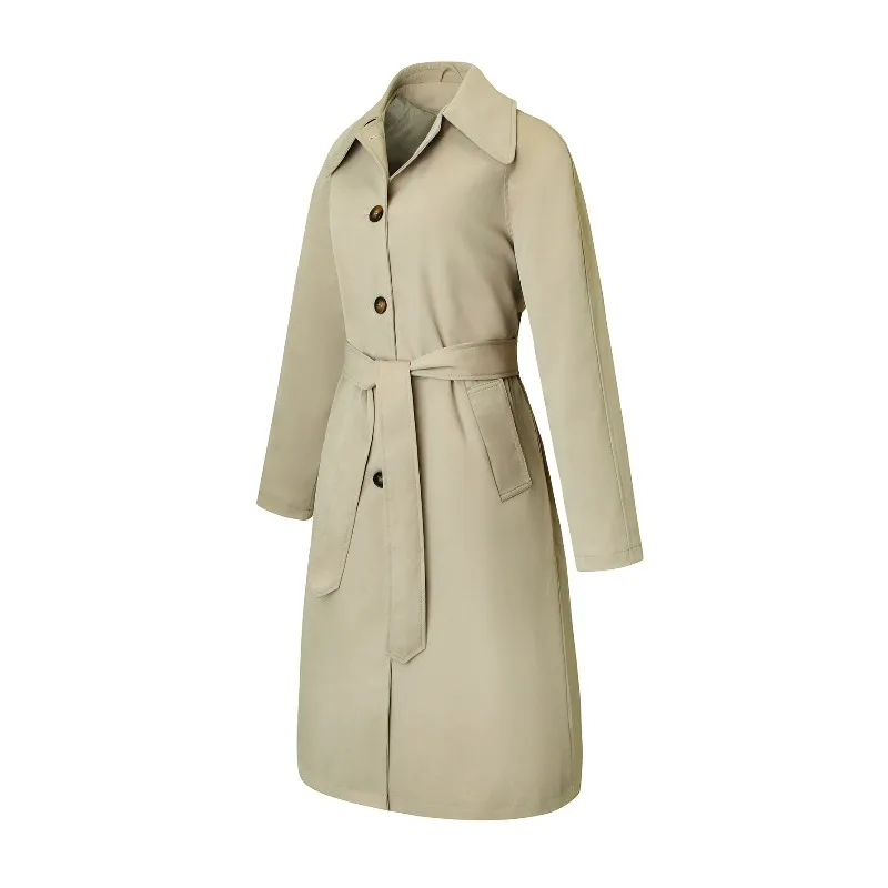 A Mid-length Windbreaker for Women Simple for Commuting. Lace-up Autumn Coat Is A Versatile Fashionable Bestseller for Daily Use