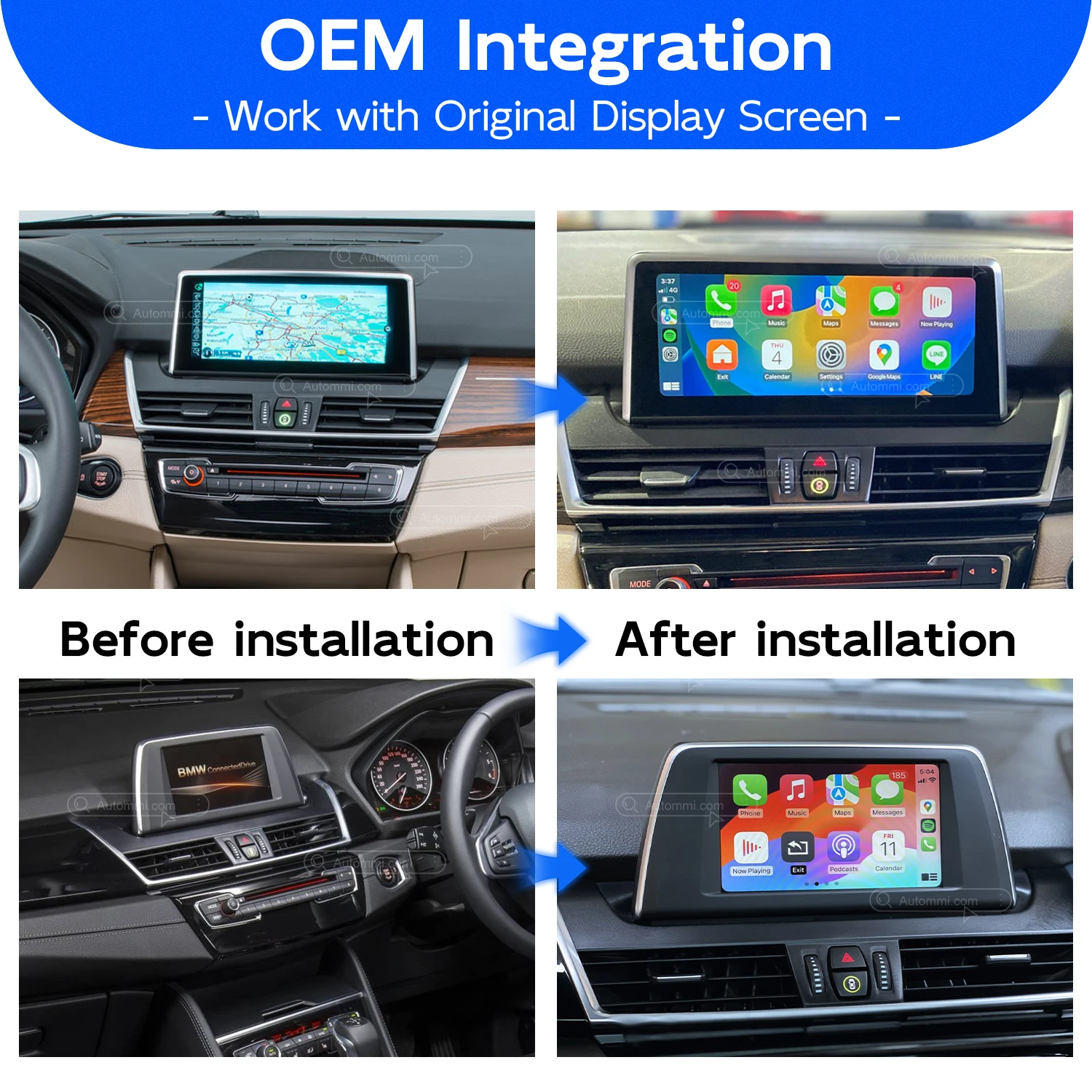 2 Series Active/Gran Tourer F45/F46 Wireless CarPlay Android Auto Decoder Module Interface Kit For 2013-2020 8.8/6.5 Inch
