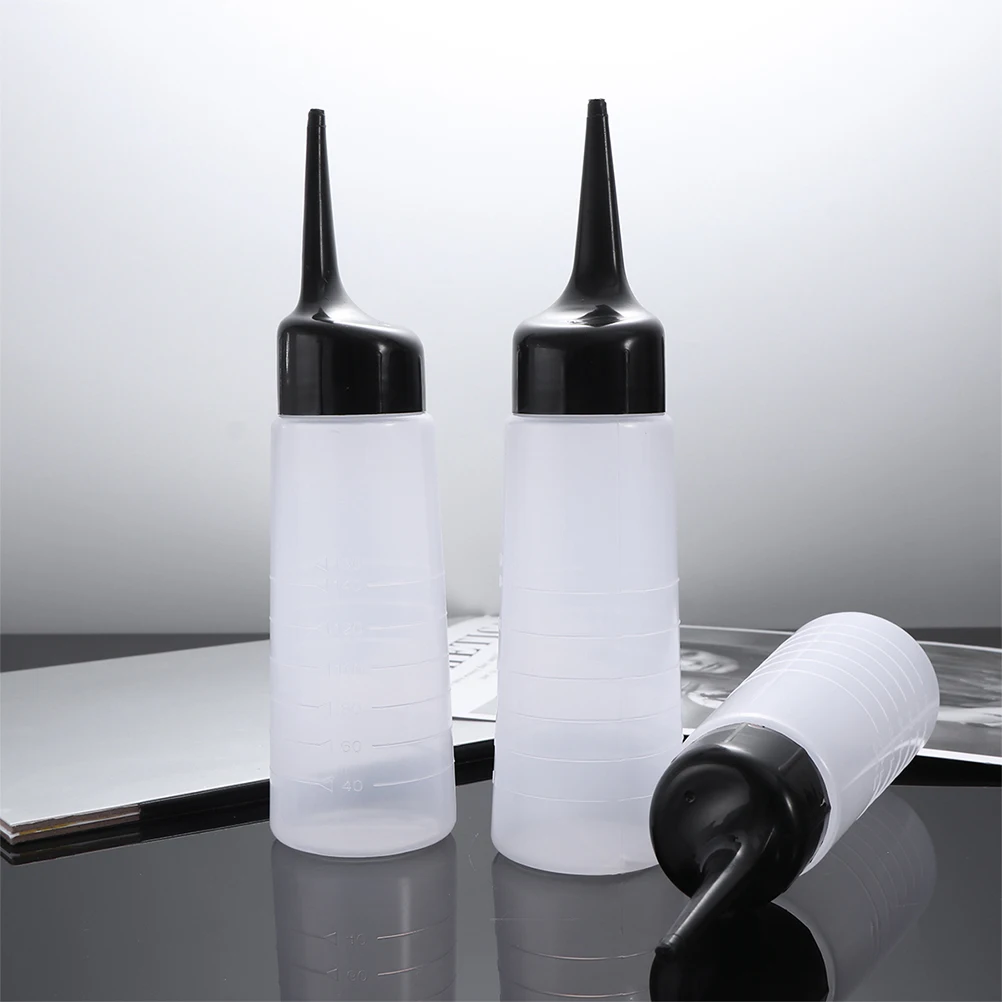 

2 pcs White Bottles Hair Dye Refillable Containers Squeeze Easy Clean Refillable Container Thick Durable Salon Tools