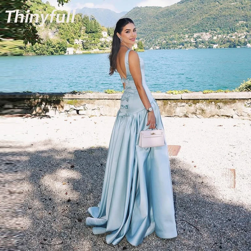 

Тонкие атласные платья для выпускного вечера трапециевидной формы без рукавов с квадратным воротником, вечернее платье, длинное вечернее платье, robes de soirée по индивидуальному заказу