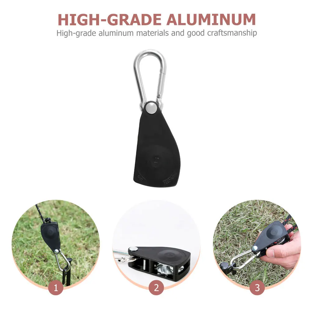 Pulley Rope Hook Height Adjustable Tent Rope Regulator Durable Aluminum Craftsmanship Easy Use Heavy Duty Fixing Convenience