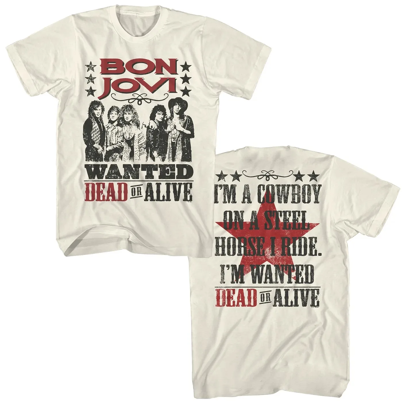 Camiseta Bon Jovi Wanted Dead or Alive, Camiseta Unissex de Algodão para Fãs de Metal, Estilo Harajuku, Camiseta de Verão
