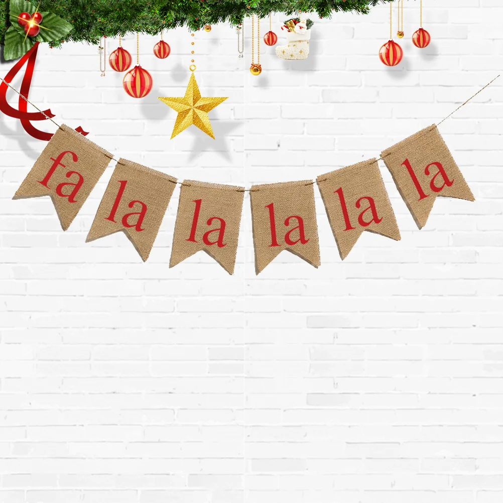 

Burlap Banner Christmas Party Hanging Bunting Xmas Pull Flag Home Holiday Decoration Festive Garlands For
