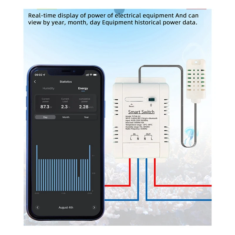 Wifi TH-16 Switch Tuya Wireless Control With Power Consumption Monitoring Temperature And Humidity Thermostat For Alexa