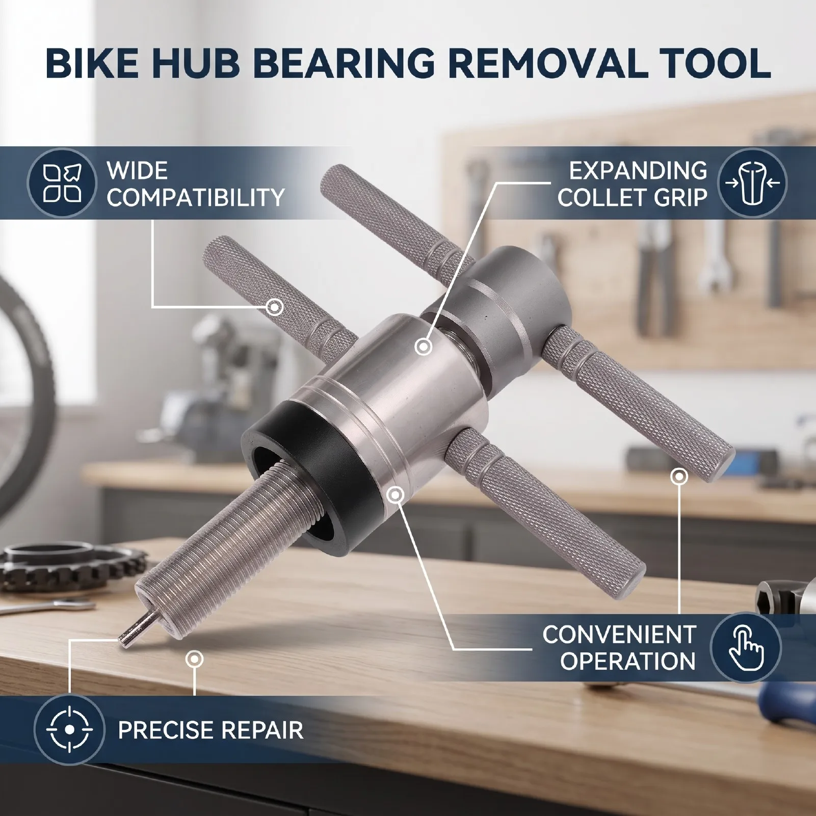 Bike Hub Bearing Removal Tool Expansion Collet Puller 6 to 20mm Inner 14 to 39mm Outer Bearing Repair Bike Hub Bearing Puller