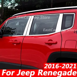 For Jeep Renegade 2016-2021 Car Stainless Steel Middle Central Column Window Trim B C Pillar Chrome Sticker Accessories