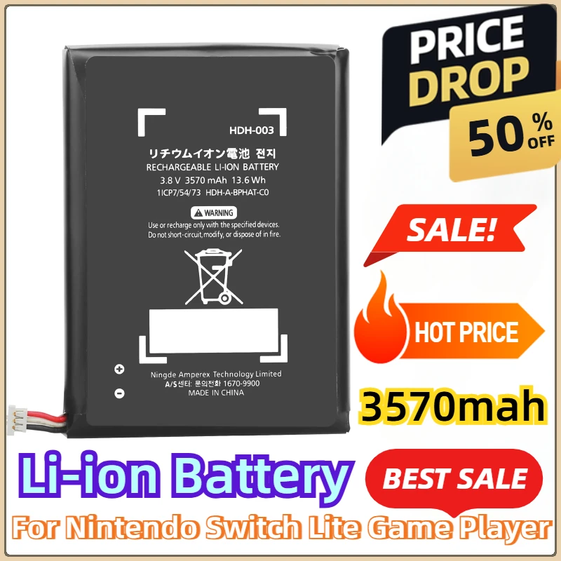 For Nintendo Switch Lite Game Player 3.8v 3570mah Li-ion Rechargeable Batteries HDH-003 Battery Replacement Repair