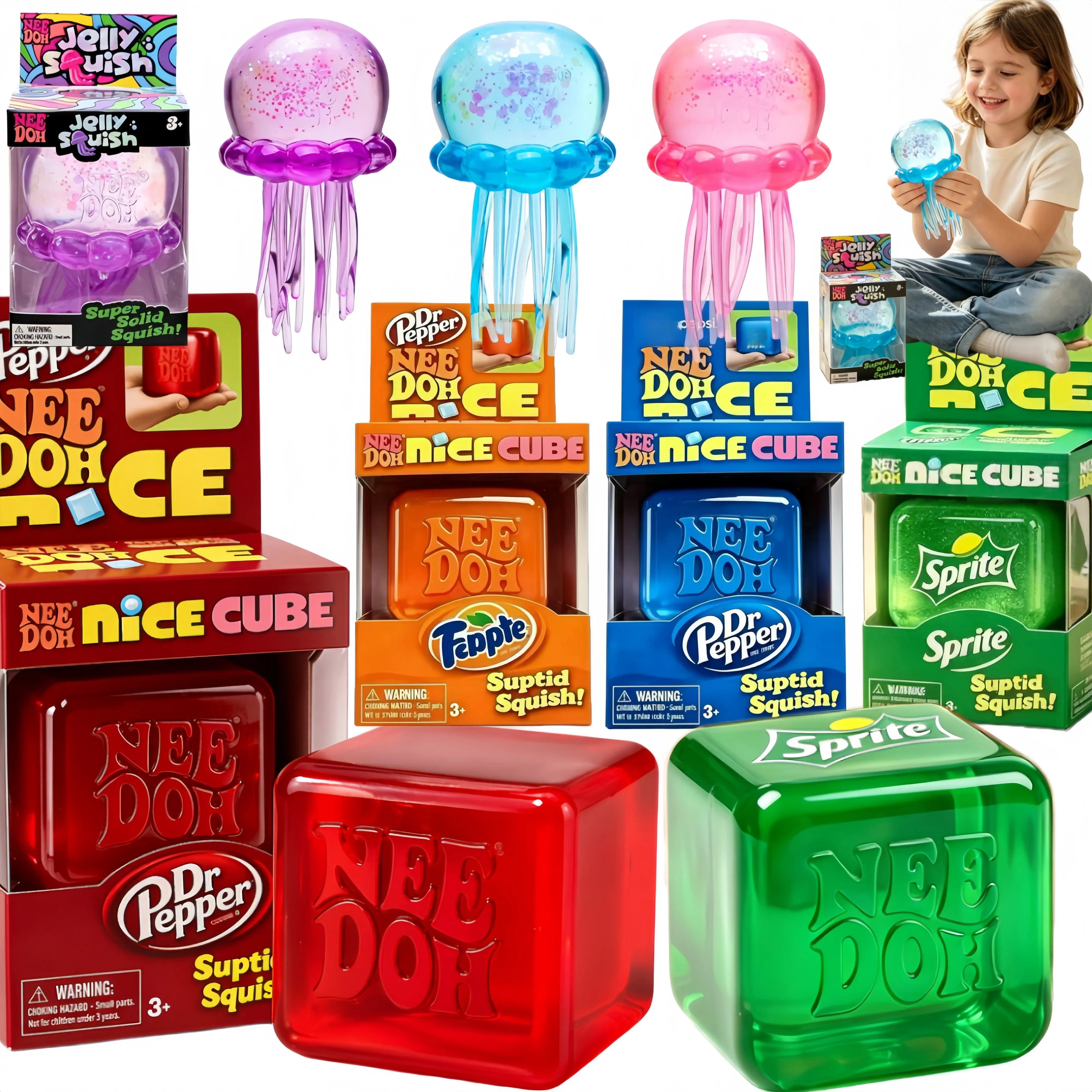 Neuer Nee&doh Nice Cube Sensorischer Quetsch-Würfel Mehrfarbiger Weicher Würfel zur Stresslinderung für Kinder und Erwachsene Sensorische Fidget-Geschenke
