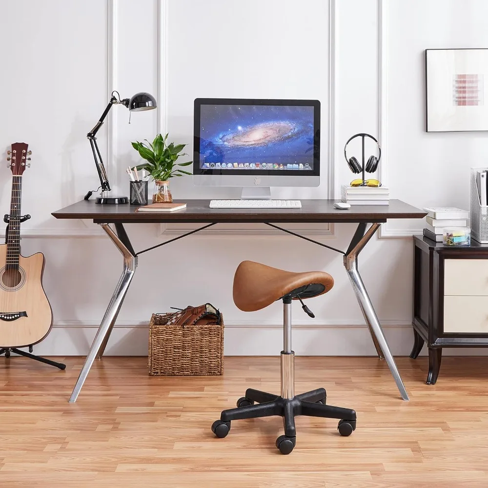 كرسي سرج دوار مع ارتفاع قابل للتعديل لمصففي الشعر وفني الرموش وفنانين الوشم - جلد البولي يوريثان