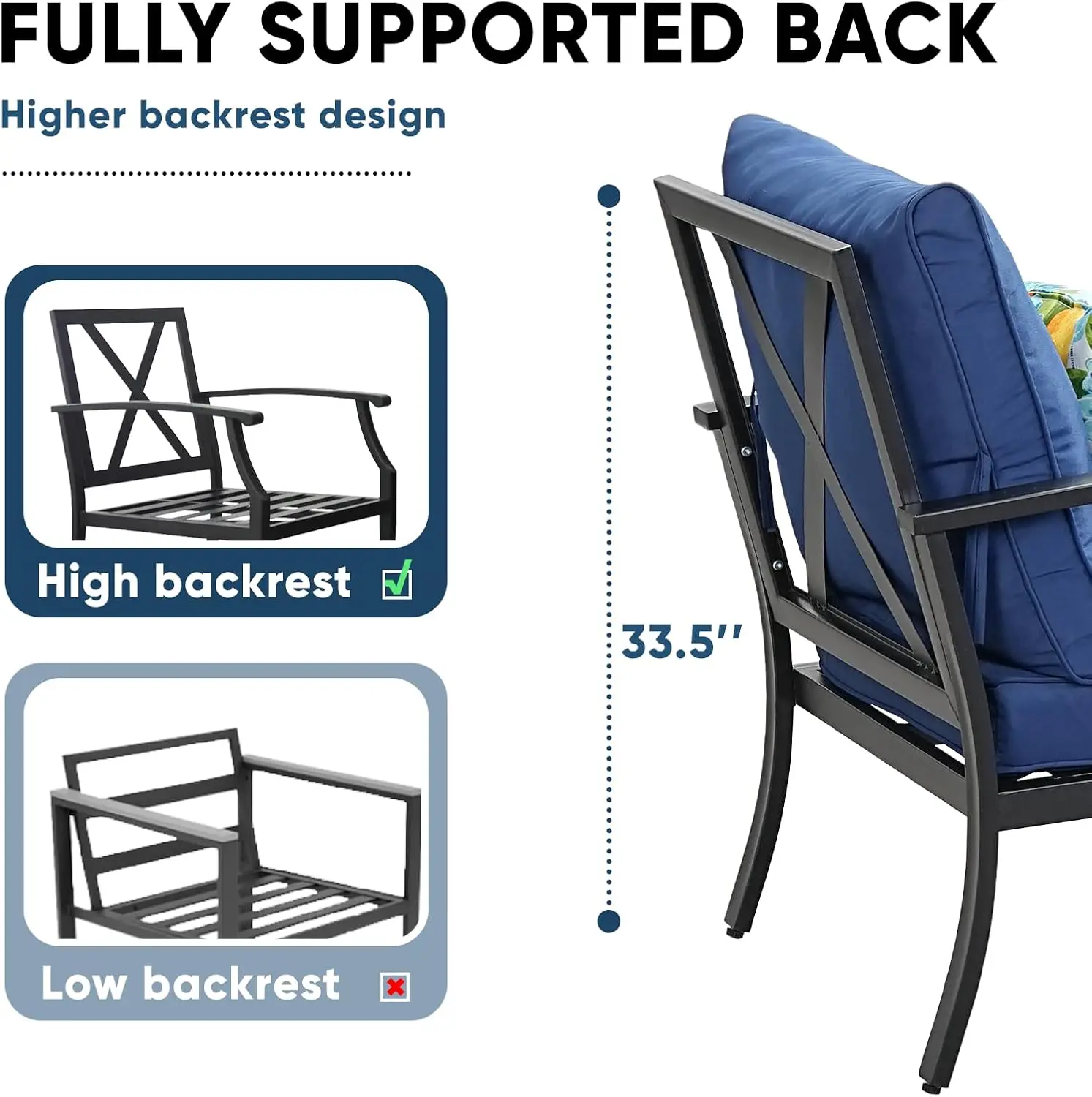 4-Piece Patio Conversation Set,Oversized Outdoor Metal Furniture Set With Table And Loveseat,Removable And Washable Deep