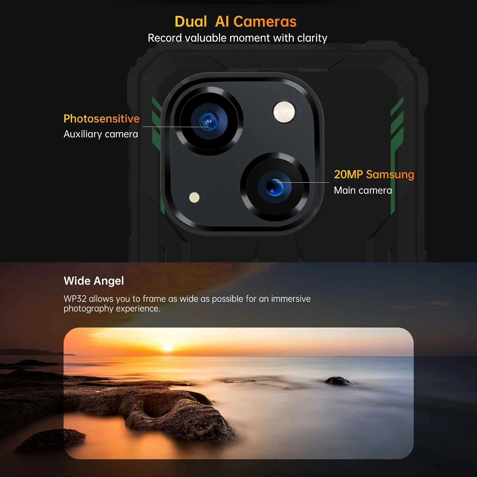 Imagem -04 - Smartphone Robusto 593 Fhd Mais Display Android 13 Unisoc Tiger T606 4gb 128gb 6300mah Câmera de 20mp Celular Nfc 4g Oukitel-wp32
