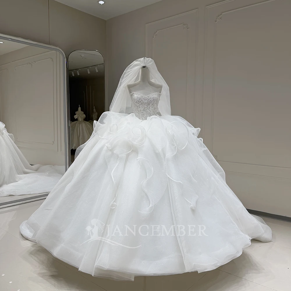 Superfine Lace Beads Women's Affordable Beach Wedding Dress Sexy Strapless Bridal Dress Customized vestidos de novia boda