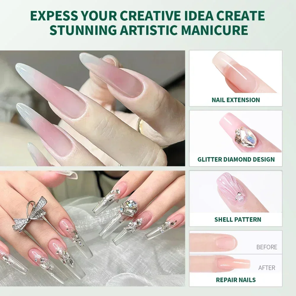 NAILPOP LED/UV Builder เล็บเจล 3 สีเล็บชุดเจล Nude สีชมพู Clear Hard Gel Builder เล็บ Strengthener เล็บชุด