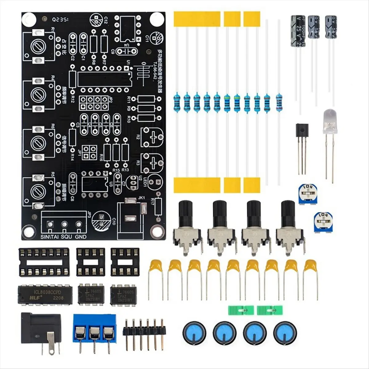 DT301/ICL8038 Function Signal Generator Module Sine Square Triangle Signal Generators DIY Welding Practice Kit Without Case