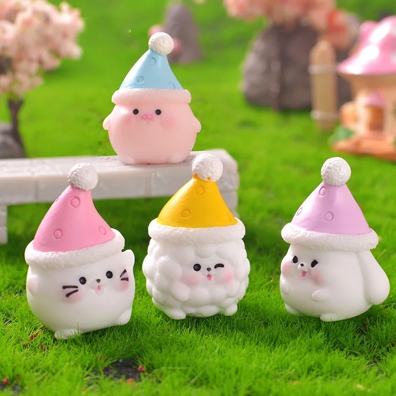 

Creative Micro Landscape Cute Sleeping Hat Animal Gardening Landscape Small Ornament Simulation Lamb DIY Mini Home Ornament