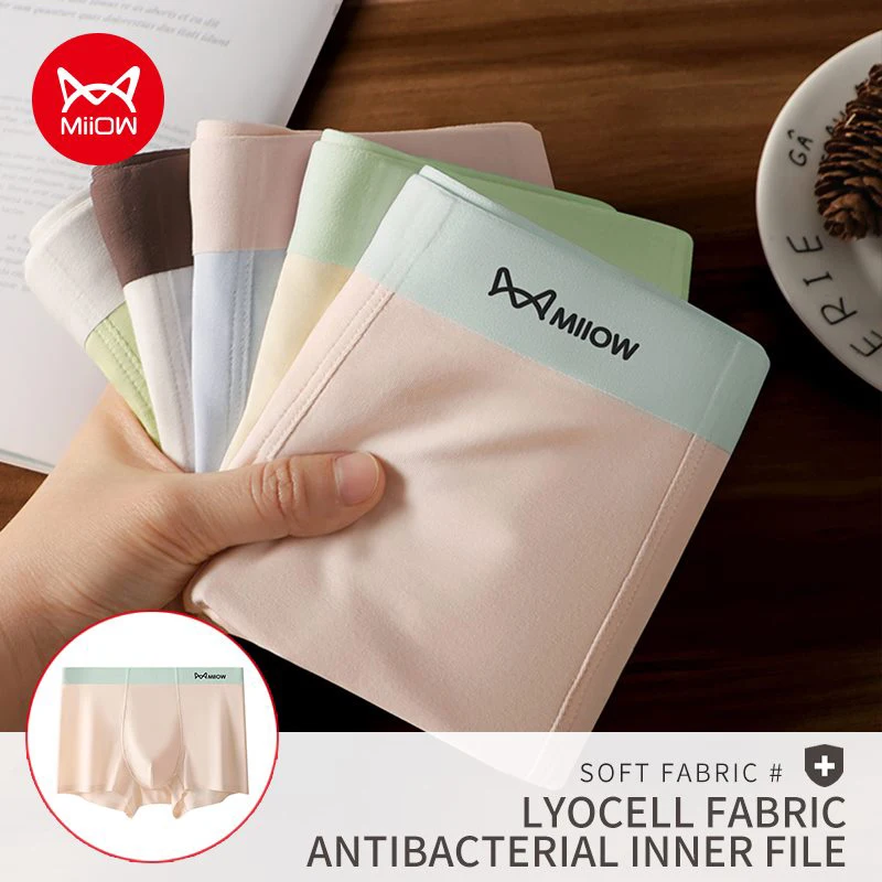 

MiiOW 3Pcs Men Boxer Shorts Underpants Underwear 5A Antibacterial Soft Lyocell Men's Panties Sport Breathable Man Boxer Briefs