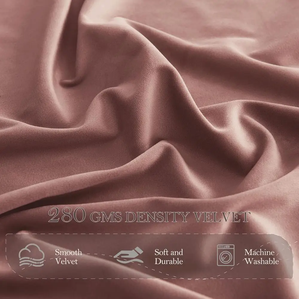 ستائر مخملية معزولة حراريًا باللون الوردي المغبر، بطول 96، تصميم علامة تبويب خلفية لغرفة المعيشة، مجموعة من لوحتين، W52 x L96 #5